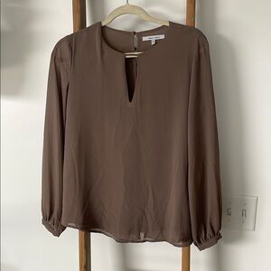 Naked Zebra Brown Long Sleeve Relaxed Blouse